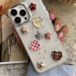 قاب موبایل آیفون ستاره و دکمه قلبی شفاف