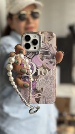 قاب موبایل آیفون دیور صورتی برگ انجیری + بندست - Image 3