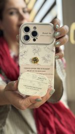 قاب موبایل آیفون گل طلایی انگلیسی الگانس محافظ لنزدار - Image 3