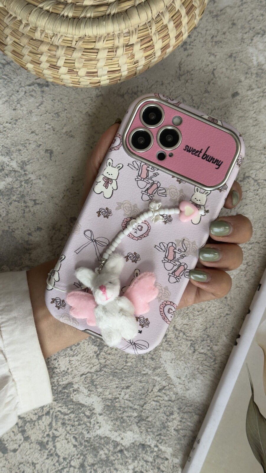 قاب موبایل آیفون خرگوش سوییت بانی + بند عروسکی قاب موبایل آیفون خرگوش سوییت بانی + بند عروسکی - Image 1