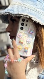 قاب موبایل ( سامسونگ - آیفون ) خرگوش و خرس بامزی + بندست بابونه - Image 5