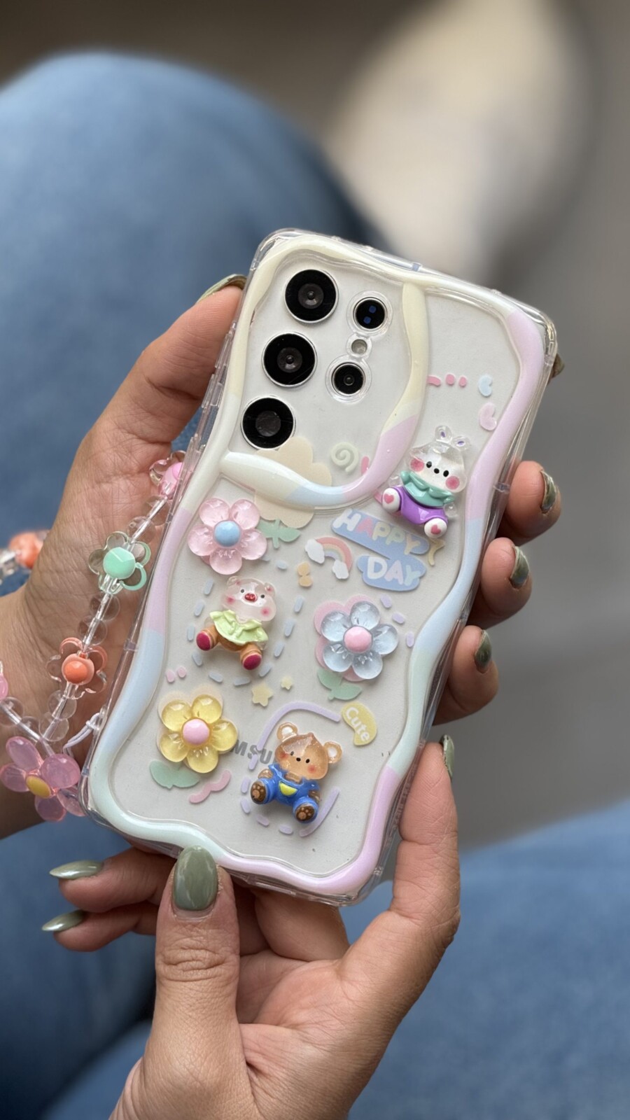 قاب موبایل ( سامسونگ - آیفون ) خرگوش و خرس بامزی + بندست بابونه قاب موبایل ( سامسونگ - آیفون ) خرگوش و خرس بامزی + بندست بابونه - Image 1