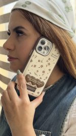 قاب موبایل آیفون گل چهارفصل فرگننت چرمی + استندقلبی - Image 3