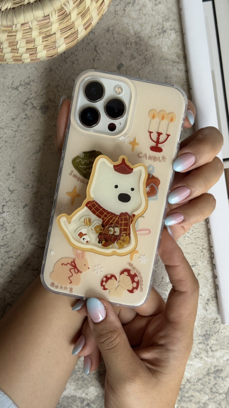 قاب موبایل آیفون کندل کریسمس سگ پاپی + پاپسوکت متحرک قاب موبایل آیفون کندل کریسمس سگ پاپی + پاپسوکت متحرک - Image 1