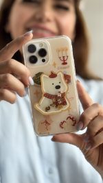 قاب موبایل آیفون کندل کریسمس سگ پاپی + پاپسوکت متحرک - Image 3