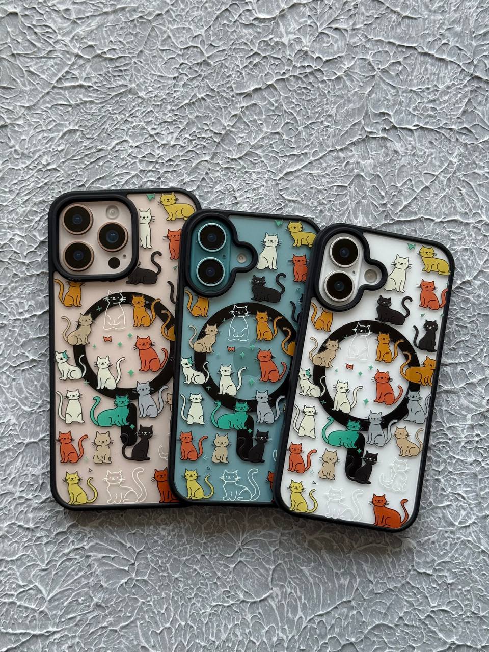 IMG_8071 قاب موبایل گربه های رنگی همراه مگسیف - Image 1