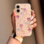 قاب موبایل درنا با ترکیب گل و پاپیون