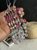 بند و آویز گل رز صورتی و پاپیون - Image 3