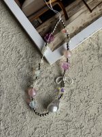 بند و آویز گل رز صورتی و پاپیون - Image 4