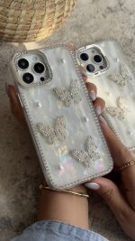 قاب موبایل آیفون سه پروانه دور نگین - Image 2