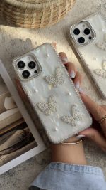 قاب موبایل آیفون سه پروانه دور نگین - Image 3