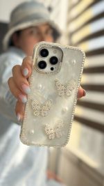 قاب موبایل آیفون سه پروانه دور نگین - Image 5