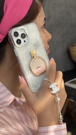 قاب موبایل آیفون پرفیوم کوکوشنل چنس نگین دار آکواریومی + پاپسوکت شنل - Image 4