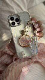 قاب موبایل آیفون پرفیوم کوکوشنل چنس نگین دار آکواریومی + پاپسوکت شنل - Image 2