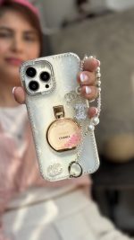قاب موبایل آیفون پرفیوم کوکوشنل چنس نگین دار آکواریومی + پاپسوکت شنل - Image 3