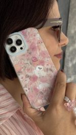 قاب موبایل آیفون کت گاردن گربه سفید صورتی ( بدون بند ) - Image 2