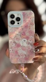 قاب موبایل آیفون کت گاردن گربه سفید صورتی ( بدون بند ) - Image 5