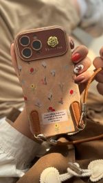 قاب موبایل آیفون گل دریایی جیر سنگشور قهوه ای + بند ست - Image 2