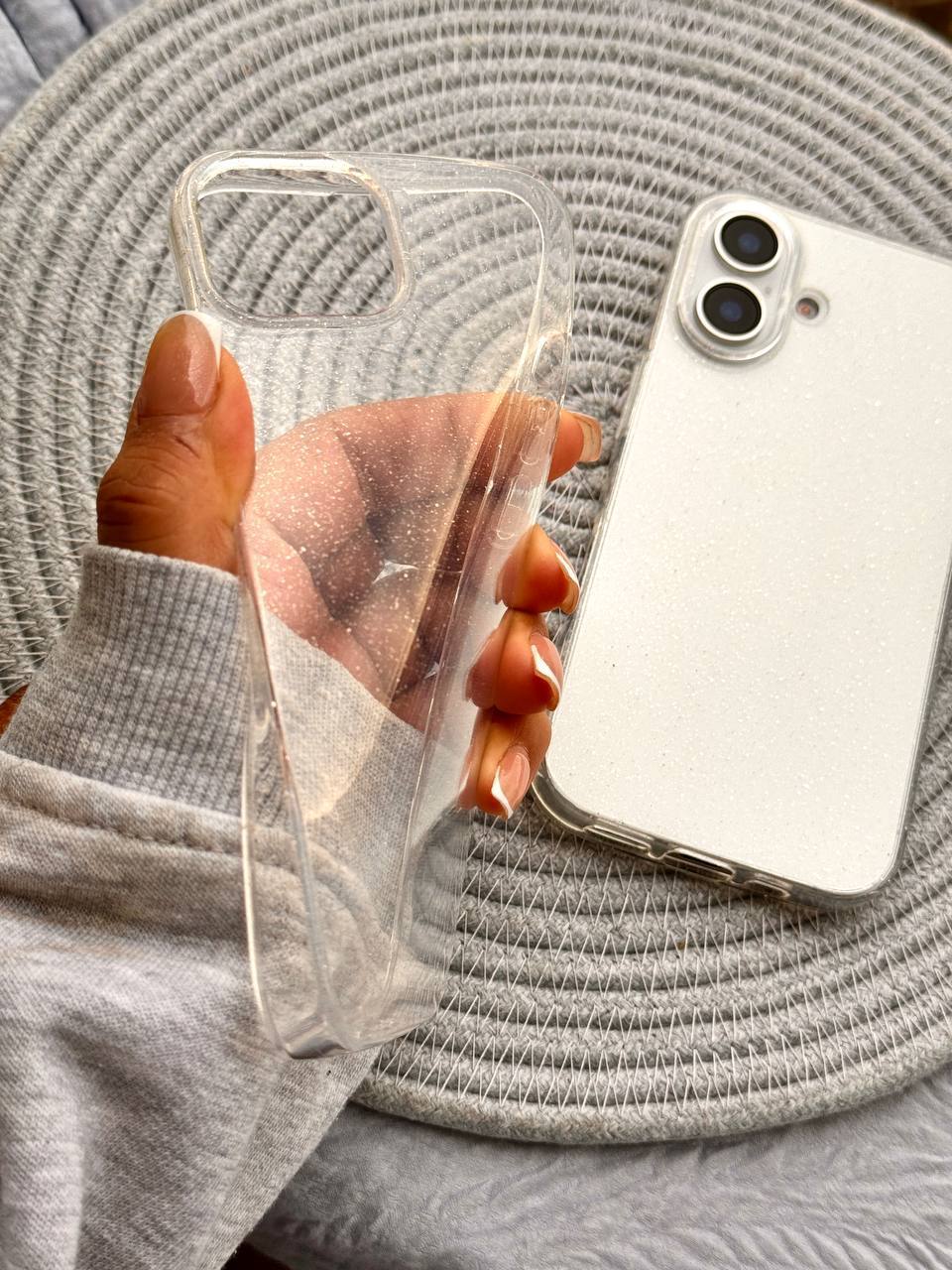 IMG_9782 قاب موبایل شاینی اکلیلی شفاف - Image 1