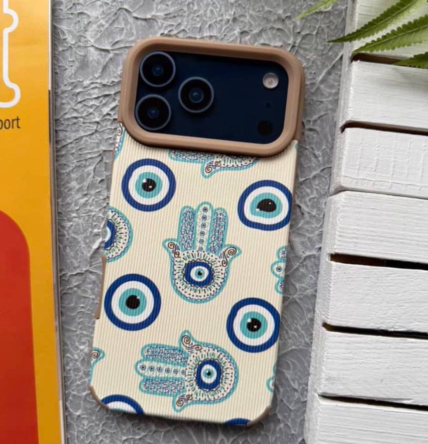 IMG_1965 قاب موبایل آیفون مخملی طرح چشم نظر - Image 1