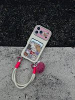 قاب موبایل آیفون گربه اسکاتیش جاکارتی دار + بند و آویزمنگوله ست