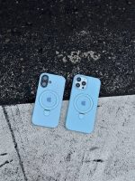 قاب موبایل آیفون سیلیکون مگسیف استنددار آبی