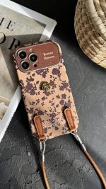 قاب موبایل آیفون گل و برگ پاییزی + بندست - Image 2