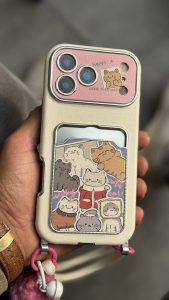 قاب موبایل آیفون گربه اسکاتیش جاکارتی دار + بند و آویزمنگوله ست - Image 2