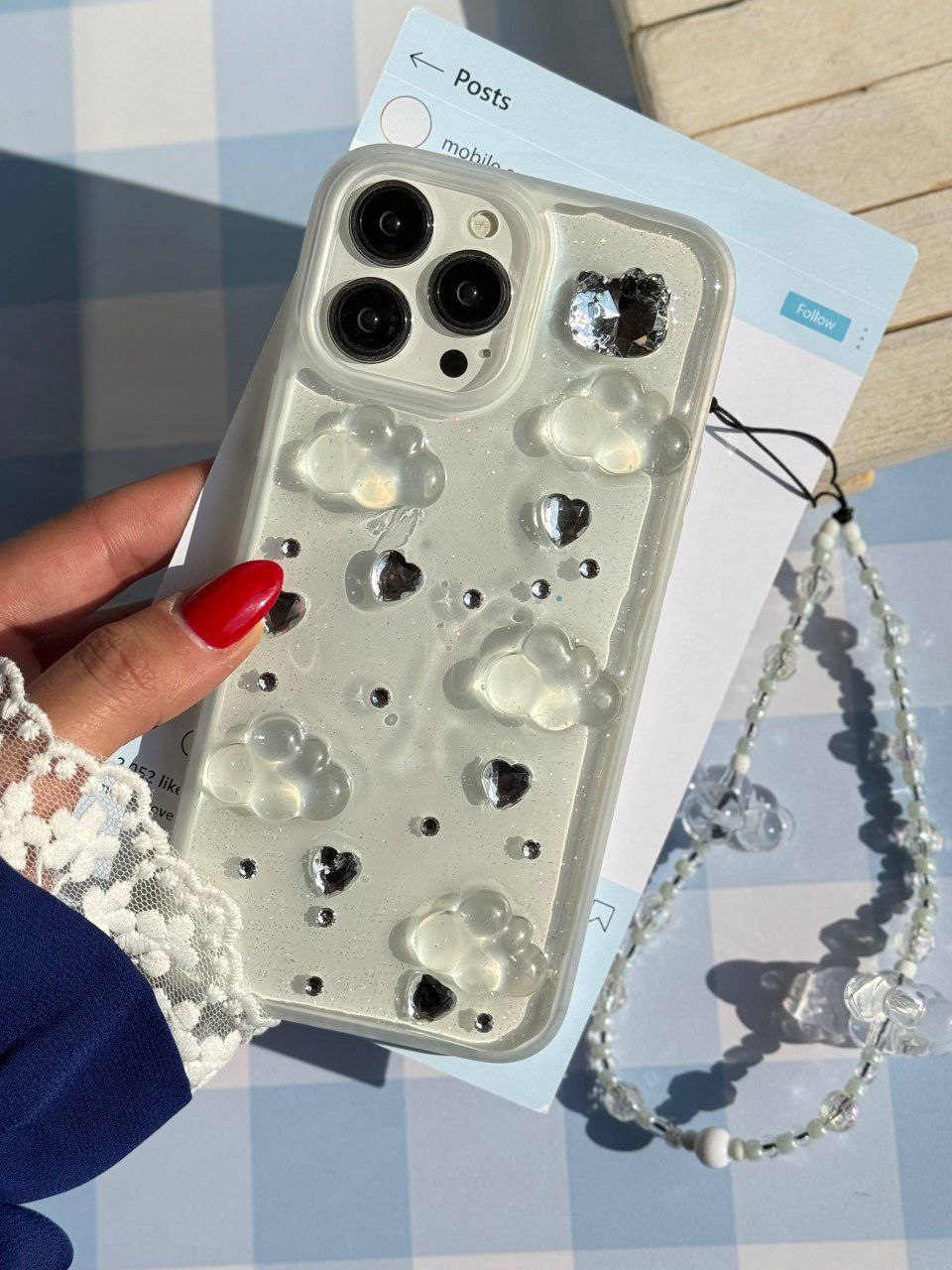 IMG_3096 قاب موبایل ابرشاینی با آویز ابری - Image 1