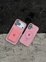 قاب موبایل سیلیکون مگسیف دار صورتی اورجینال