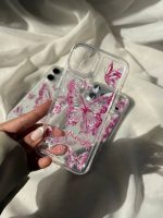 قاب موبایل پروانه شفاف صورتی - Image 2