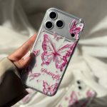 قاب موبایل پروانه شفاف صورتی