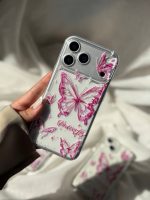 قاب موبایل پروانه شفاف صورتی