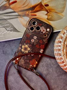 قاب موبایل آیفون فلاور آیلیش قهوه ای به همراه دو عدد بند کوتاه و بلند - Image 4