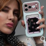 قاب موبایل آیفون پولکا آیینه ای + بند بالشتی