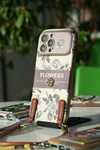 قاب موبایل آیفون گل رز روزلا + بندست - تصویر 5